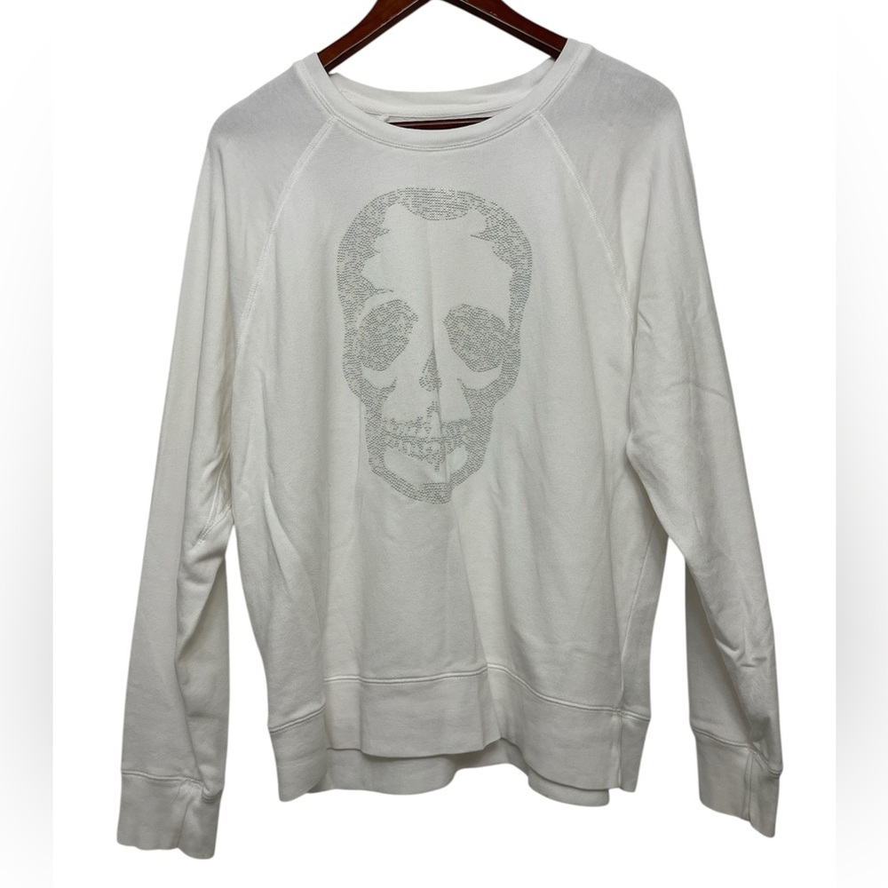 Zadig & Voltaire White Cotton Sweater With Skull Print